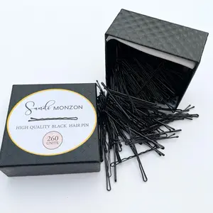 Sandi Monzon High Quality Black Hair Pin - Styling Bobby Pin - 260 Units - Elegant Packaging - Perfect for Styling Needs - Metal Material - 5cm Length - Round Tips - Versatile for Various Hairstyles