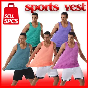 Men's Five-Piece Fitness Vest Quick-Dry Sports Vest Sleeveless Shirt Muscle Training Running Vest Basketball Vest Soccer Vest