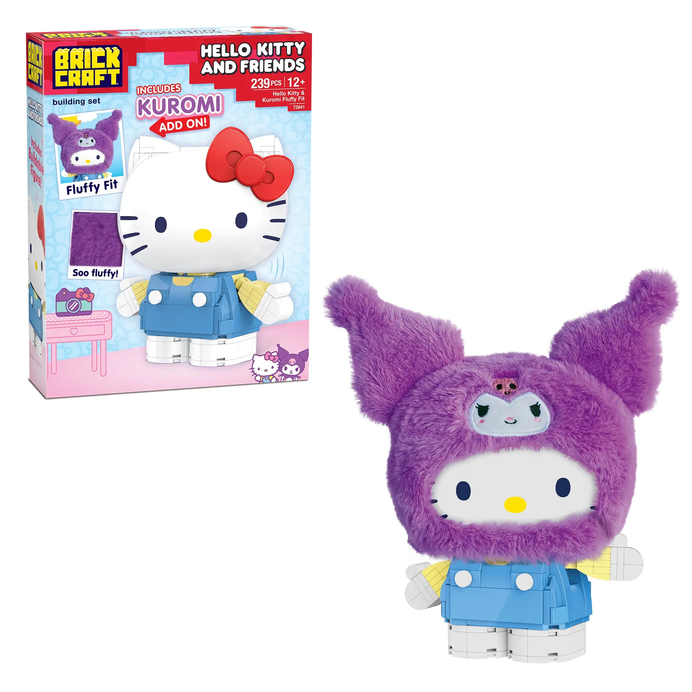 Brickcraft Hello Kitty and Friends Kuromi Fluffy Fit Building Set, 239-Piece Sanrio Collectible Figure for Fans & Collectors 12+