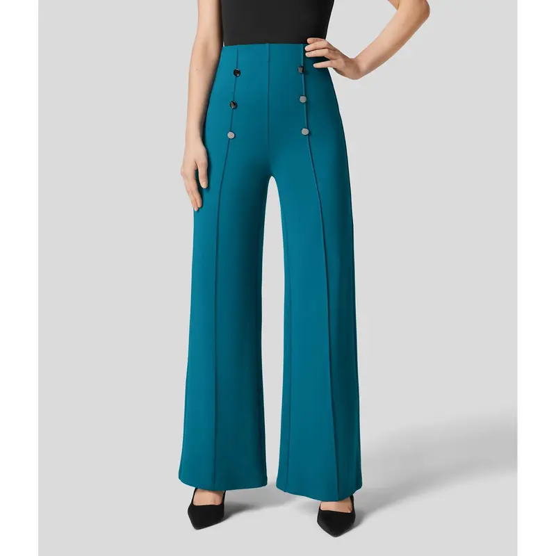 Halara High Waisted Button Pocket Wide Leg Work Pants