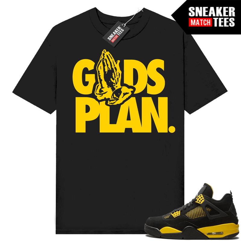 Unisex T-shirt to match Jordan 4 Thunder - Gods Plan. 100% Cotton for Casual Wear. Comfortable Summer Unisex T-Shirt to match Jordan Sneaker. Streetwear Style. urban outfitters