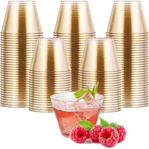 5 oz 100 Pack Small Glitter Disposable Cups, Glitter Plastic Cups, Disposable Plastic Shot Glasses  for Parties Halloween Thanksgiving Christmas