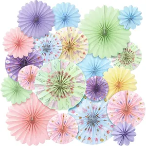 20 count Pastel Flower Butterfly Paper Fan  Decorations 14" 12" 10" 8" Spring Colorful   Party Decor Butterfly Paper Fans for Wall Ceiling Bridal Fancy Wedding Birthday