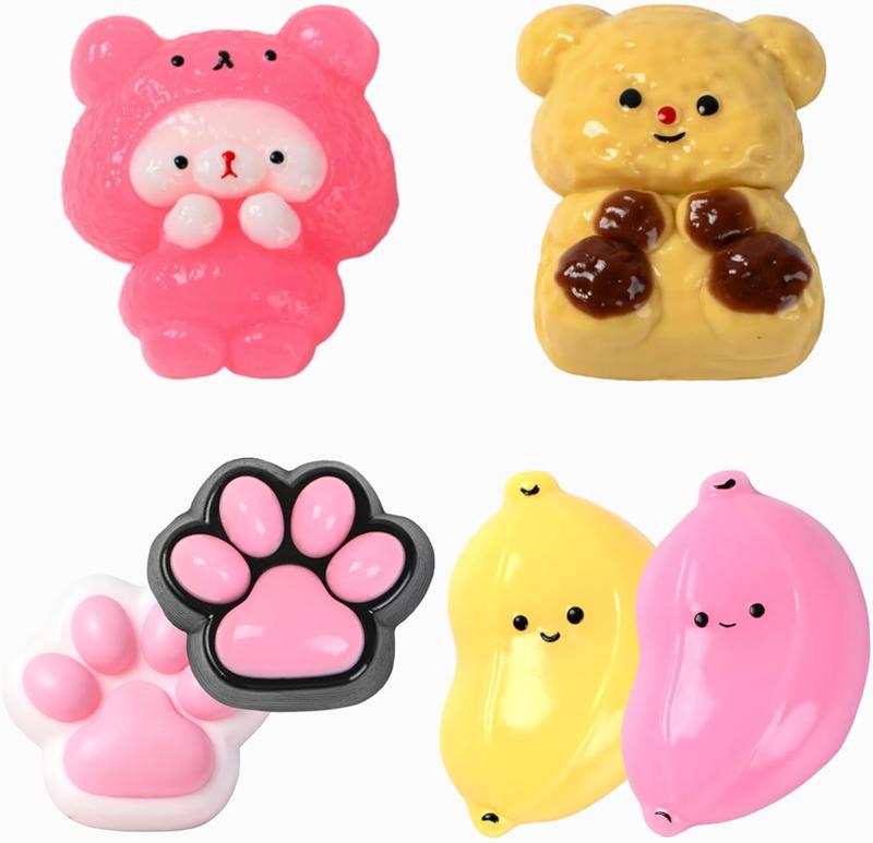 Taba Squishy Fidget Toys 6Pcs, Stress Relief Sensory Squeeze Toys for Kids & Adults, Kawaii Taba Squishies for Party Favors, Classroom, Valentine's Day Gifts, Goodie Bags Stuffers