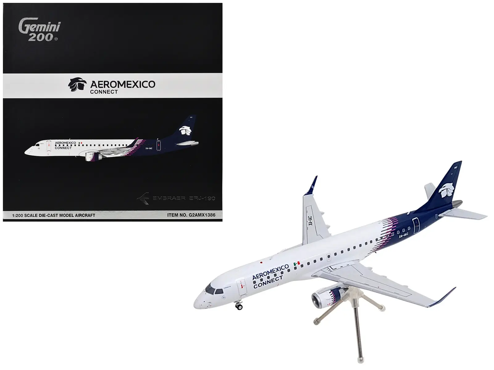 Embraer ERJ-190 Commercial Aircraft "Aeromexico Connect" (XA-IAC) White with Blue Tail 1/200 Diecast Model by GeminiJets