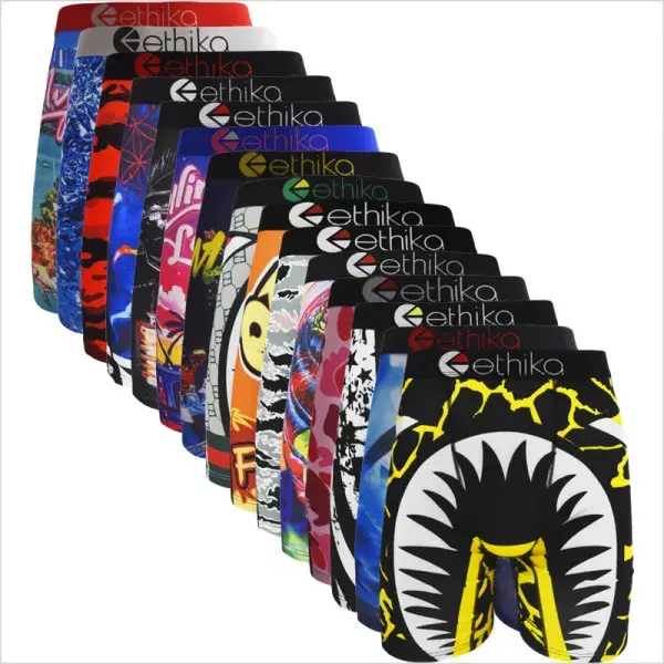 2PCS/3PCS/4PCS Men's boxy underwear with printed pattern, breathable and sporty, high elasticity, sweat absorption, hip lifting, casual sports s-XXXL