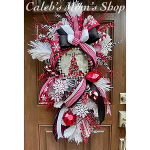 Luxury Glam Christmas Swag Wreath | Red Black Jewel Holiday Decor
