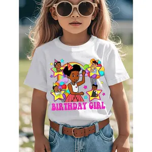 Comfortable Breathable Girl's Birthday Gracie Pink Doll Family Decora T-Shirt Kids Boys Girls Graphic Round Neck Top for Early Elementary Casual Play