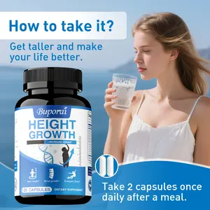 Buporai Height Growth Capsules - Contains calcium, vitamin D3, and collagen, and can be paired with broccoli, spinach, etc. - to support bone development and height growth.