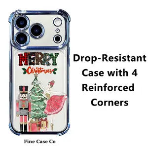 Ballerina Nutcracker Ballet Christmas Tree Clear Phone Case Fits for iPhone 17 Pro iPhone 16 Pro Max 15 Plus 14Pro 13 12 11 XS Max XS XR Samsung Galaxy S25 Ultra S24 Plus S23+ Shockproof Reinforced Corner Drop Resistant Cover