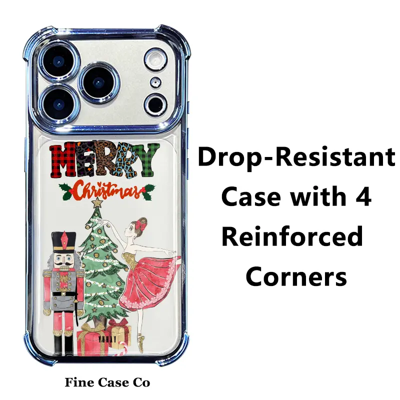 Ballerina Nutcracker Ballet Christmas Tree Clear Phone Case Fits for iPhone 17 Pro iPhone 16 Pro Max 15 Plus 14Pro 13 12 11 XS Max XS XR Samsung Galaxy S25 Ultra S24 Plus S23+ Shockproof Reinforced Corner Drop Resistant Cover
