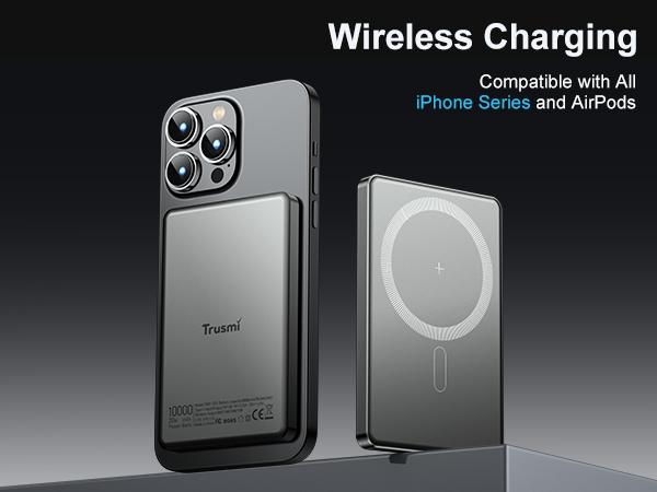 [Trusmí ] for Magsafe Portable Charger,5000mAh Slim Wireless Magnetic Power Bank with USB C Charging,Travel Essential for Magsafe Battery Pack Compatible with iPhone 17/16/15/14/13/12 Series,Graphite Gray