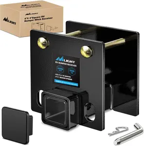 Nilight RV Bumper Hitch Receiver Fits for 4 inch X 4 inch Square RV Rear Bumpers 2 inch Receiver 3500 LBS Capacity Bolt-On Heavy Duty Steel for Camper Bike Racks Cargo Carriers