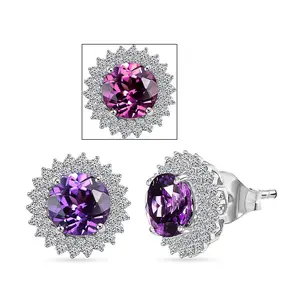 Certified & Appraised Luxuriant 10K White Gold AAA Lab Grown Purple Sapphire and E-F VS Lab Grown Diamond 4.54 ctw Earrings Christmas Gifts