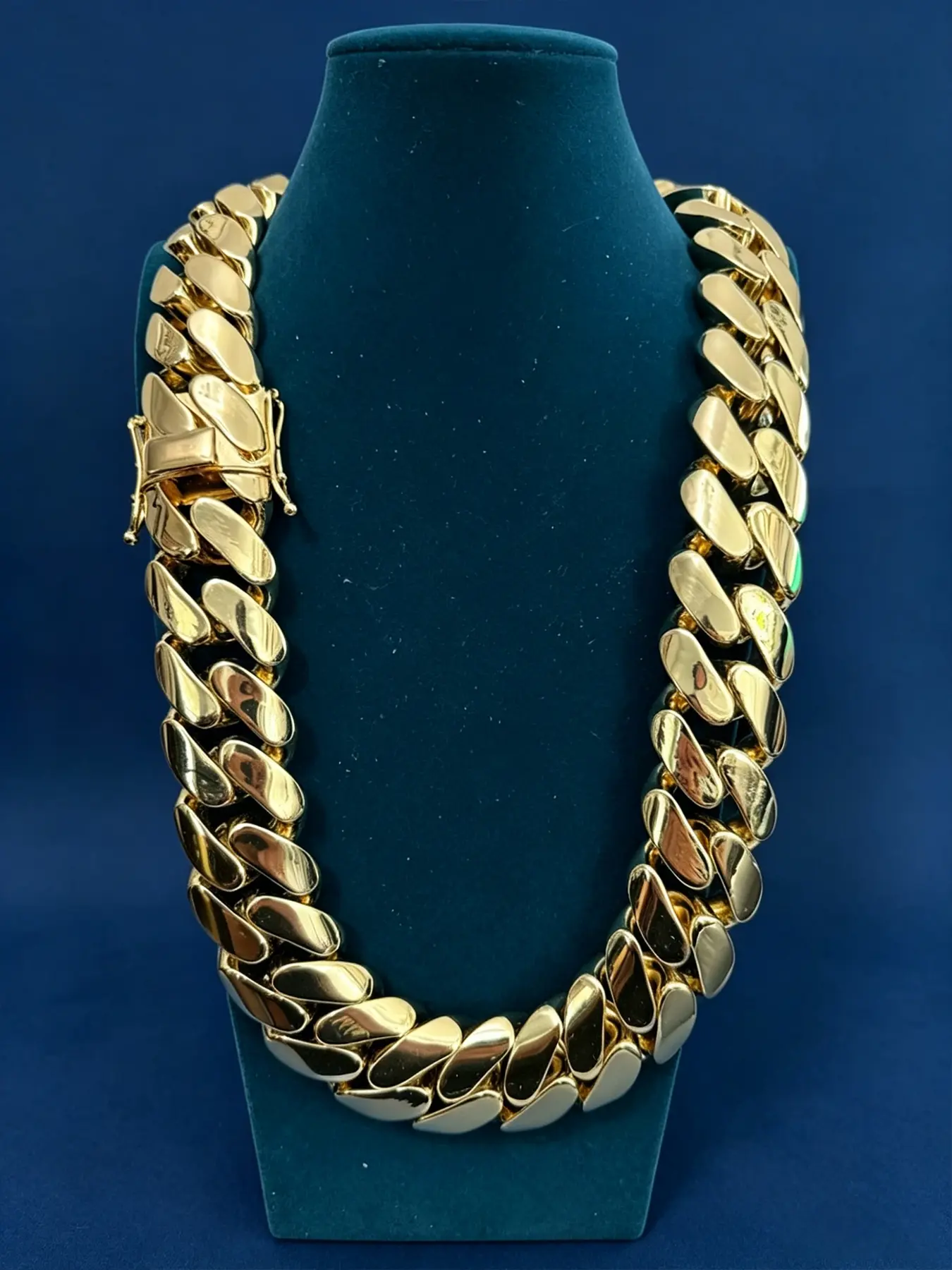 22mm High Gloss Hip Hop Gold-Plated Heavy Cuban Chain Necklace, Cuban Links Necklace - Multi-Inch Heavy Hip Hop Jewelry Miami Classic Style Necklace Accessory, for Parties, Thanksgiving, Mother's Day, Father's Day Gift