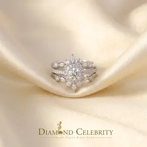 Silver wedding Ring- DiamondCelebritees 925 White Silver Solitaire Enhancer Guard Wrap Ring Insert 1.66ct Moissanite