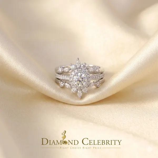 Silver wedding Ring- DiamondCelebritees 925 White Silver Solitaire Enhancer Guard Wrap Ring Insert 1.66ct Moissanite