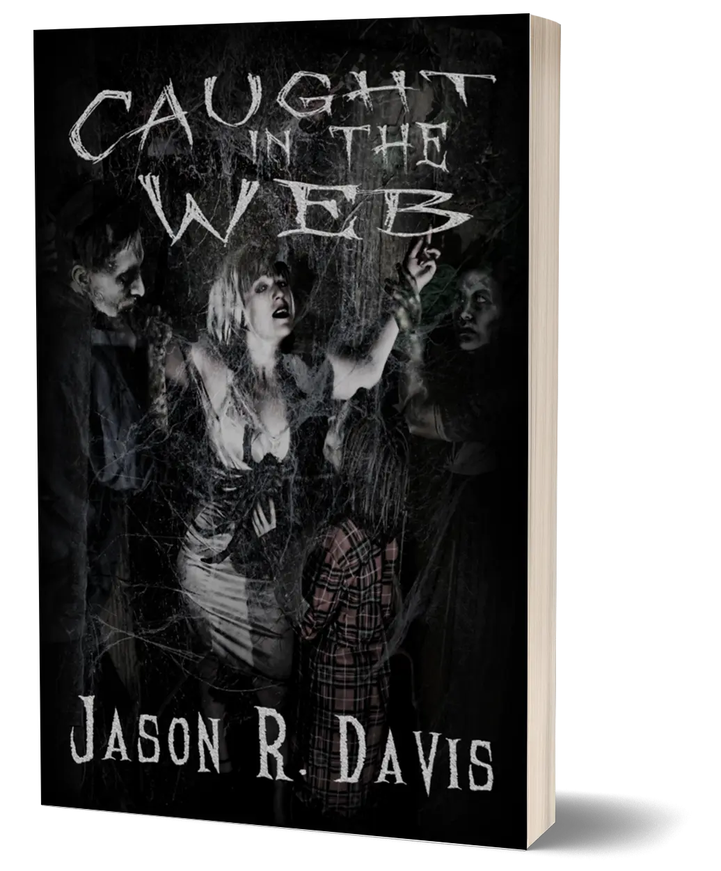 Caught in the Web by Jason Davis - Signed horror novel Caught in the Web, Book 2 of the Invisible Spiders series Zombie book with spiders Book Set Cautionary Tale
