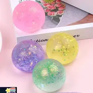 6 Pack Sparkle Pearlescent Maltose Jelly Squeeze Ball, 6CM Clear Soft Stretchy Elastic Premium Portable Daily Decompression, High Appearance Stress Relief Vent Toy For Kids And Adults