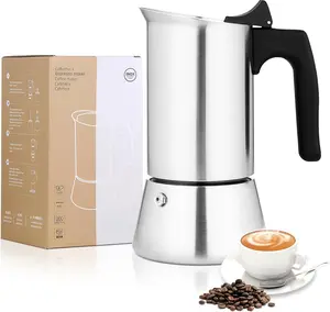 Espresso Maker Stainless Steel Moka Pot, 6 cup Espresso Coffee Pots 300ml/10oz(Espresso Cup=50ml/1.7oz), Italian Coffee Maker for Induction Cookers Hobs, Cafe Maker for Camping Home