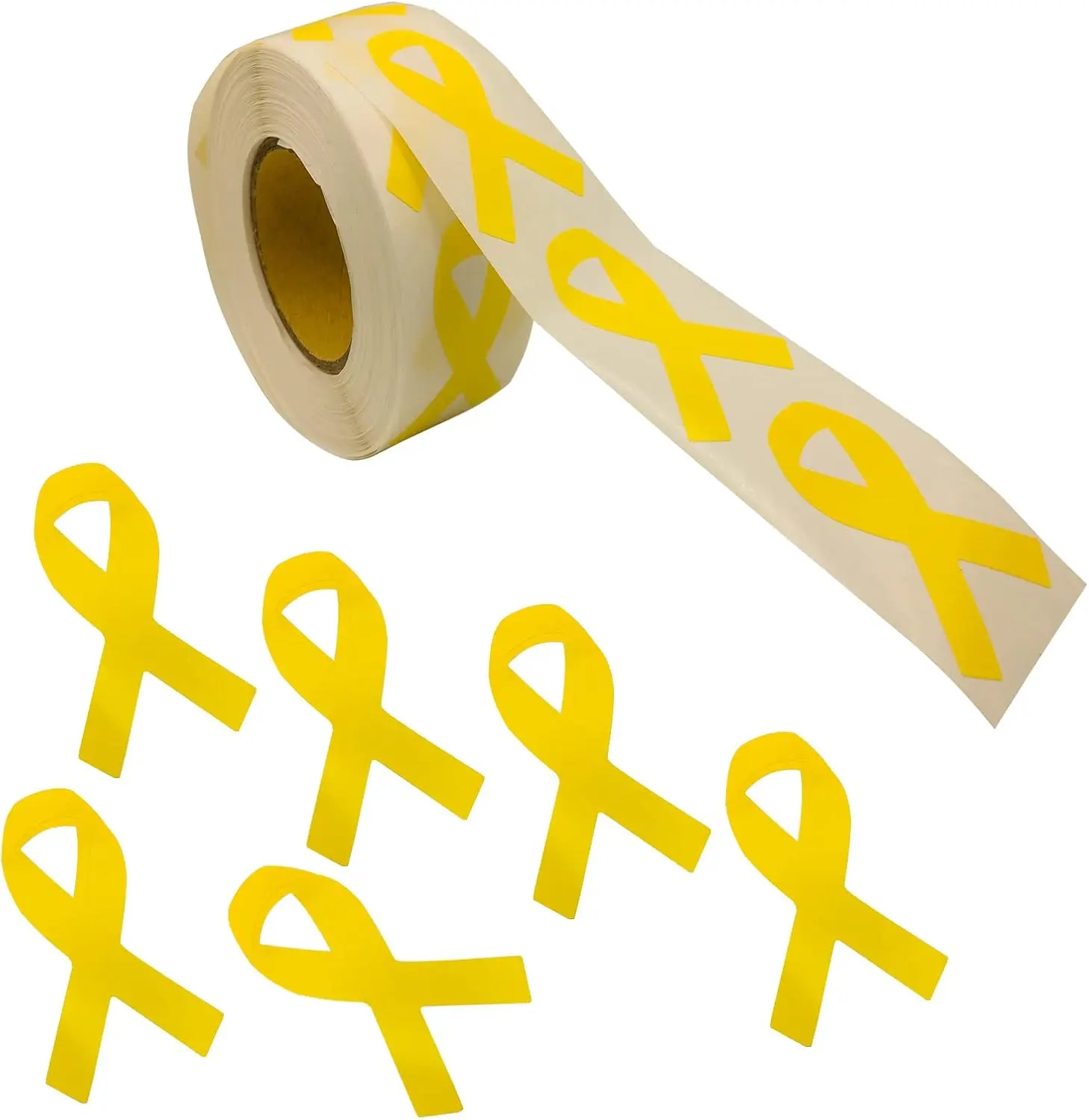 500 count  Ribbon StickersGold Ribbon Awareness Stickers  for Childhood Cancer, Neuroblastoma Cancer and COPD Awareness, Events Decoration and Fundraising