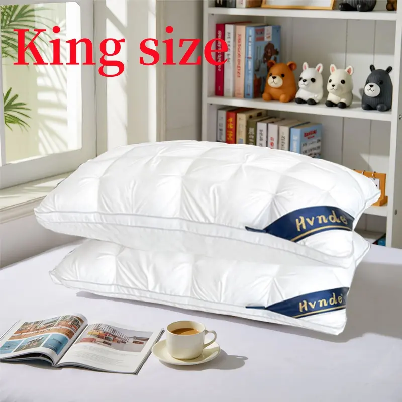 Hvnde King Size Bed Pillows for Sleeping White Set of 2 Hotel Quality Hypoallergenic Polyester Fiber Pillow for Back Stomach or Side Sleepers Ideal Gift