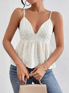Women's V-Neck Halter Top, Fashionable Chic Tie-Front Blouse, Stylish Women's Clothing, Perfect for Casual Wear, Trendy Upper Garment