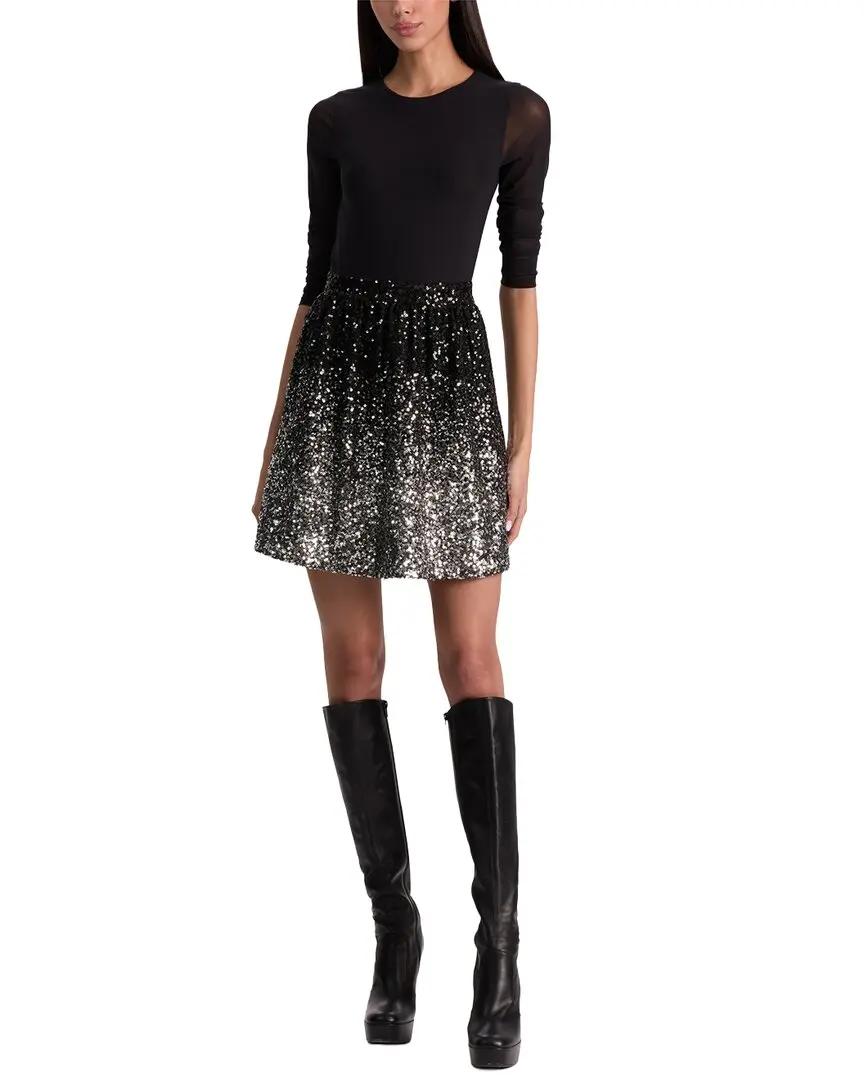 alice + olivia Chara Embellished Linen-Blend Party Dress