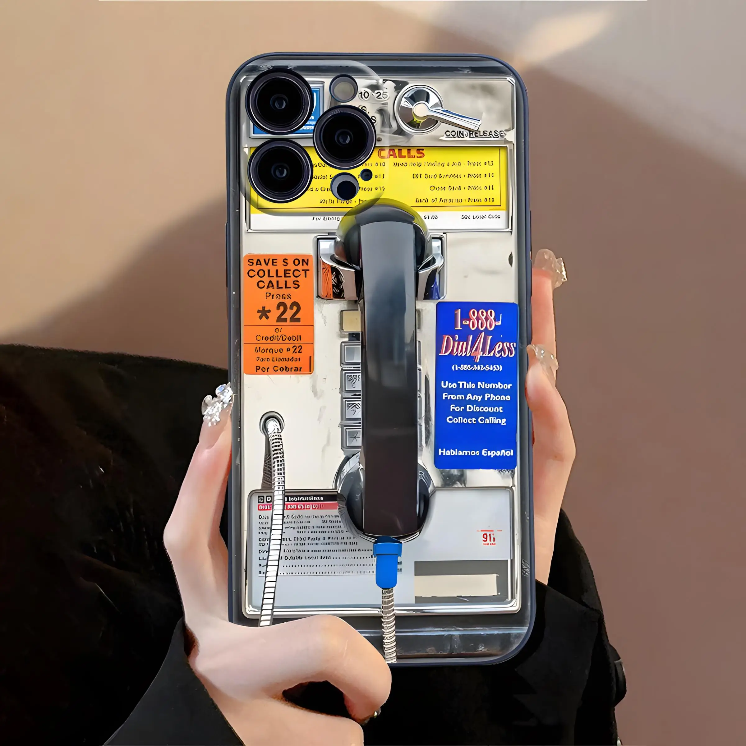 Vintage Phone Booth Pattern Phone Case, Shockproof Phone Protective Cover, Phone Accessories Compatible with iPhone