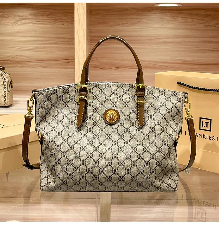 New style genuine leather women's tote hand held large bag file bag large capacity high end large bag curve tote bag