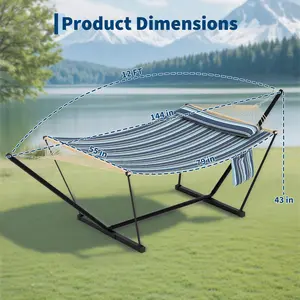 Garvee Heavy Duty Portable Double Hammock with Adjustable Steel Stand, 450 lbs Capacity, Portable & Adjustable 2-Person Design, for Patio Garden Beach Backyard, Summer Vibe, Backyard Hammock, Outdoor Patio Furniture
