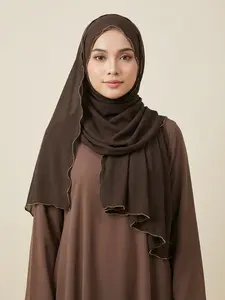 Women's Chiffon Chain Headscarf, Muslim Headscarf, Daily Wear, Premium Quality, Solid Color, Fashionable, Breathable, Sun Protection
