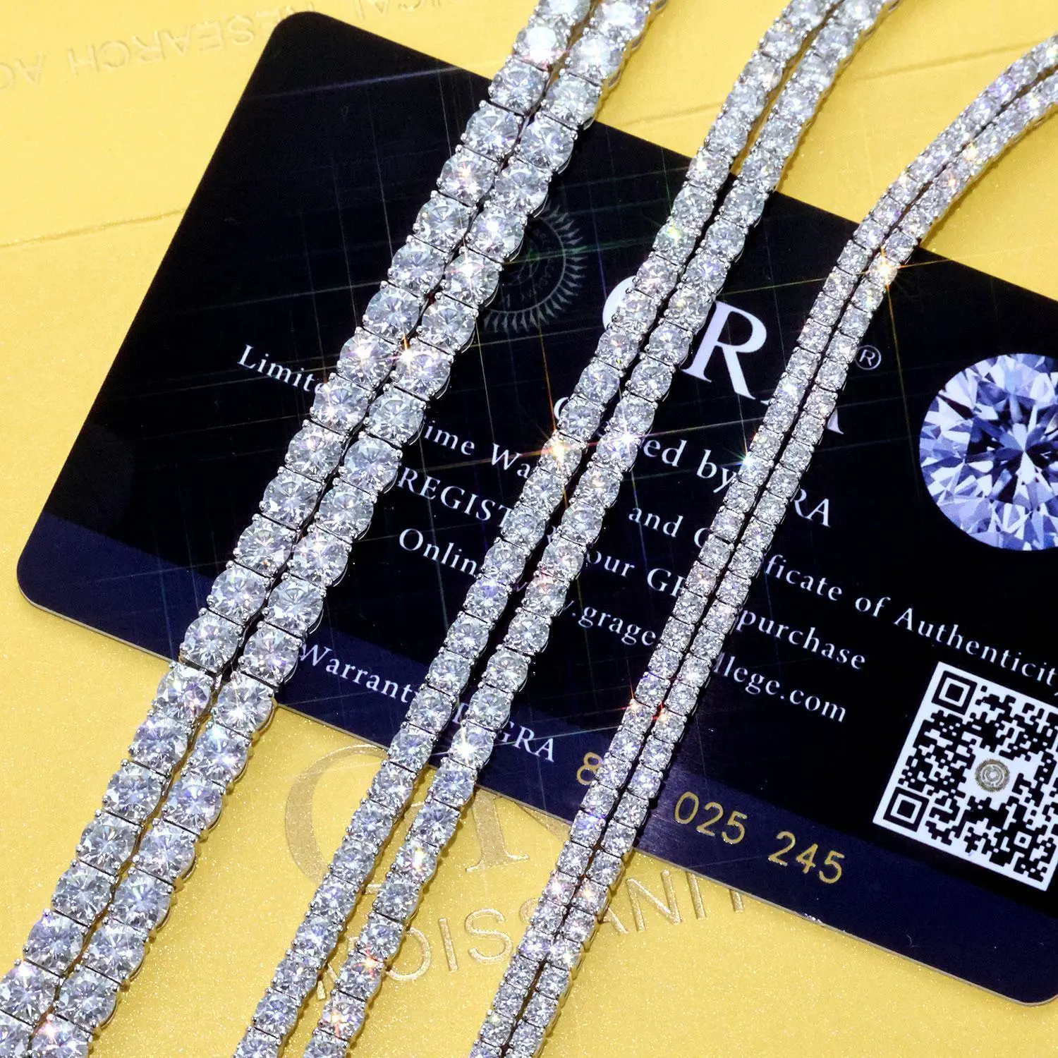 Fast Shipping Hip Hop Iced Out 2345mm Moissanite Tennis Chain Men Women 925 Silver Moissanite Tennis Necklace GRA Certificate