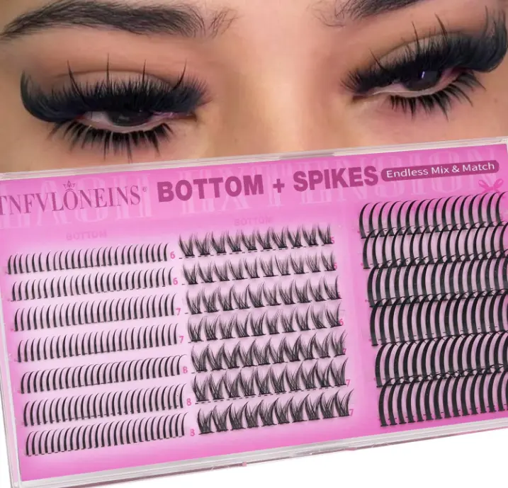 Bottom Lash Clusters 12-22MM Spikes Eyelash Clusters 2 Styles Bottom Lashes Spiky Cluster Eyelash Extensions DIY Evil Lash Extensions for Endless Makeup Styles by TNFVLONEINS
