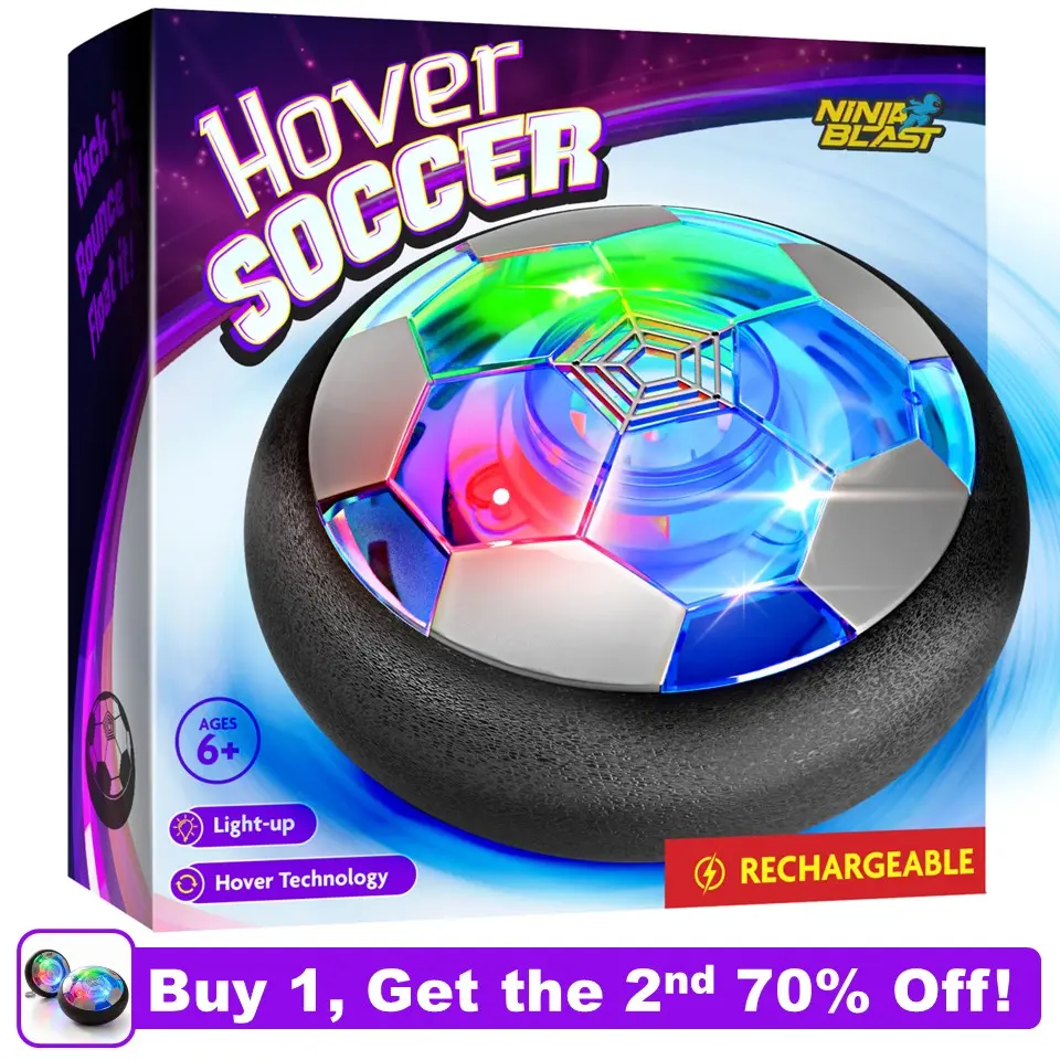 Indoor Hover Soccer Ball Game - LED Light-Up Floating Ball for Kids, Perfect Birthday Present for Ages 3-12