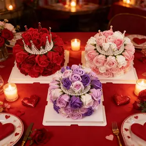 Luxury Pearl Crown Butterfly Cake Gift Box, Romantic Faux Flower Bouquet, Birthday Party Present, Mother's Day, Valentine's Day, Anniversary