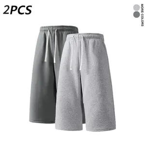 2Pack Men’s heavyweight knit sweatpants, 7/8 length, drapey over-the-knee cut — loose straight-leg athletic casual pants, soft fabric, versatile unisex design. Pack of 2. men’s shorts.men's wear flash sale.