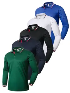 Men's Polo Shirts 3 Button Quick Dry Performance Long Sleeve Tactical Shirts Pique Jersey Back To School Golf Shirt Top Menswear Elastic Knitted Beige Casual Multicolor