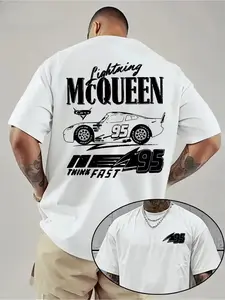 Anime Lightning McQueen Printed T-shirt 2026 Men's and Women's Summer New Edition Harajuku Large Loose Casual Short Sleeve TopY2K Men's and Women's Parent Child Fashion Hip Hop Leisure Rock Printed Street Minimalism