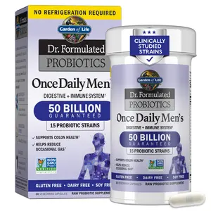 Garden of Life Dr. Formulated Once Daily Men’s Probiotic 50 Billion CFU – Probiotics for Men with 15 Strains + Organic Prebiotic Fiber for Digestive, Colon & Immune Support, Daily Gas Relief, Shelf Stable, 30 Capsules