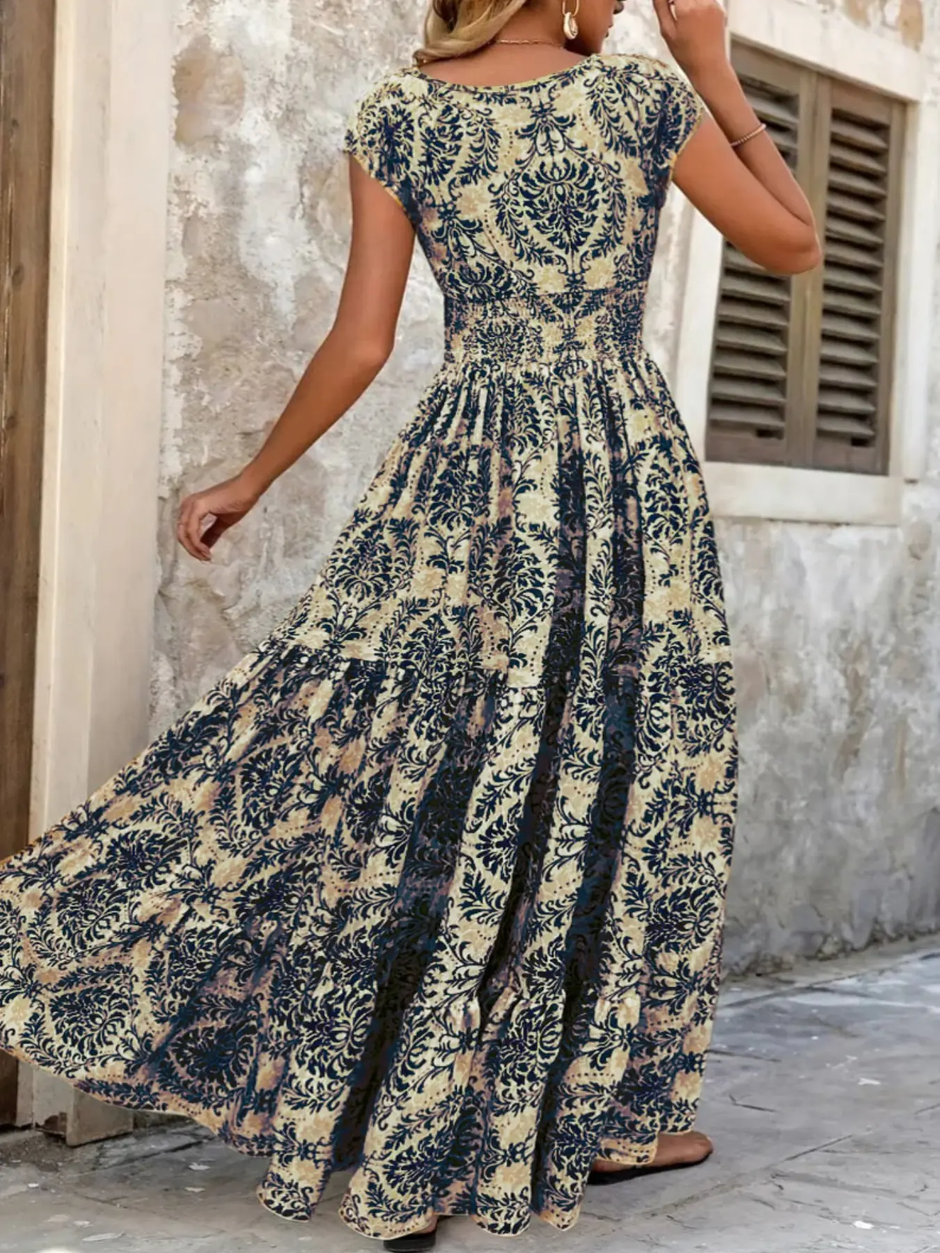 Plus Size Boho Floral Maxi Dress Casual Wear Aesthetic | V Neck | Smocked Waist | Flowy Ruffle Hem | Curvy Women Beach Outfits Bohemian Elegance Womenswear - TikTok Shop Plus Size Boho Floral Maxi Dress Casual Wear Aesthetic | V Neck | Smocked Waist | Flowy Ruffle Hem | Curvy Women Beach Outfits Bohemian Elegance Womenswear - TikTok Shop