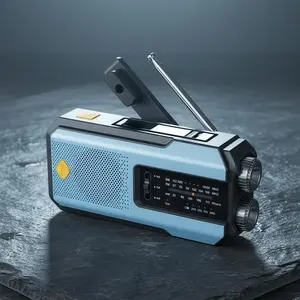 Portable Solar Crank NOAA Weather Alert Radio - 2000mAh Power Bank, LED Flashlight, USB-Chargeable Solar Powered Device with Emergency Radio Speakers for Camping, Hurricane Preparedness, Solar Powered Radio
