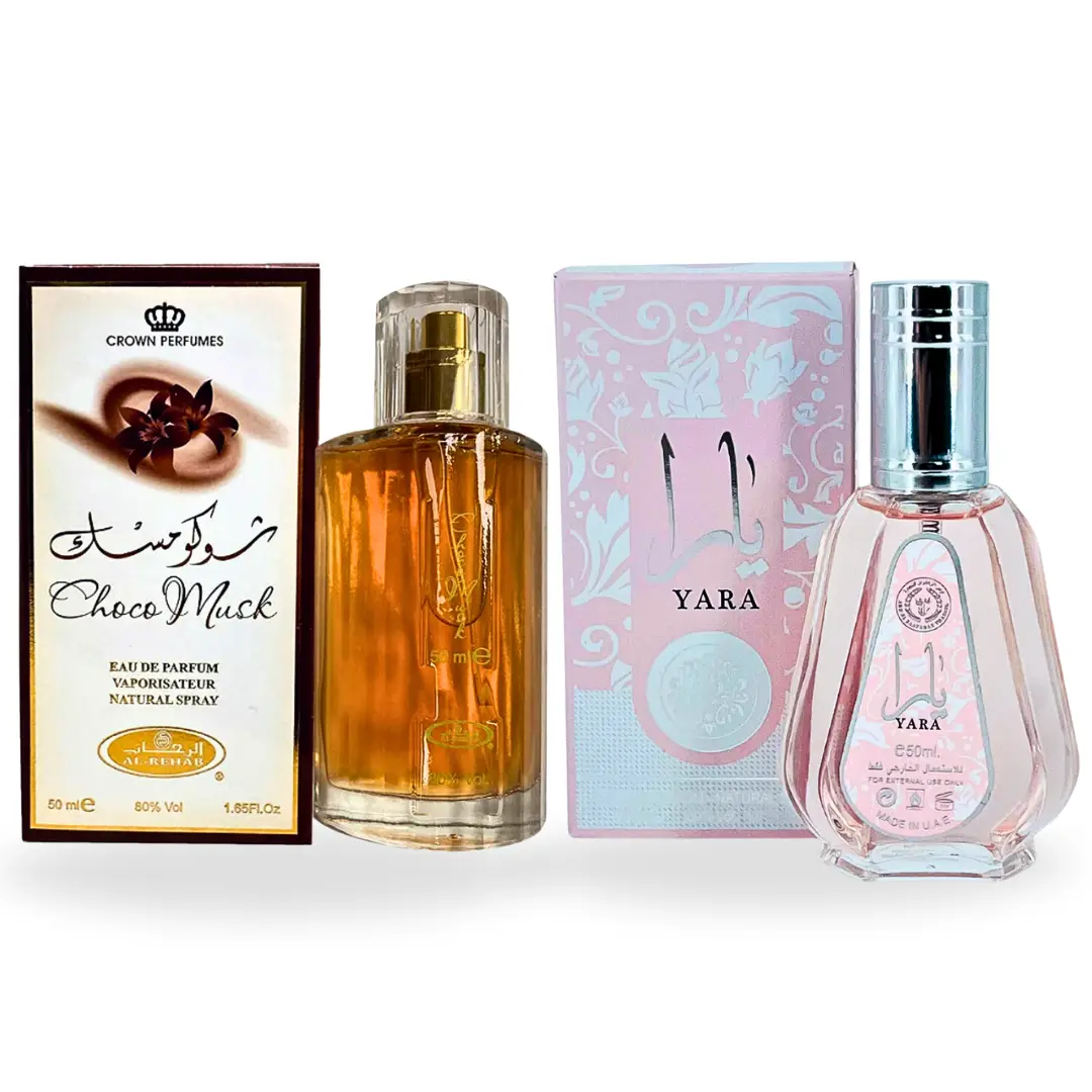 Choco Musk EDP-50ML (1.7Oz) by Al Rehab For Women + Yara EDP-50 ML (1.7Oz) By Ard Al Zaafaran For Women - Fragrance Value Bundle - Luxury Fragrance Ch