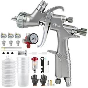D1 paint LVLP spray gun 1.3/1.5/1.7mm one-time pot set, A610 upgraded version, with ergonomic design, suitable for vehicle primer and topcoat, furniture painting, and refurbishment spraying. Cordless Sprayer Power nozzle
