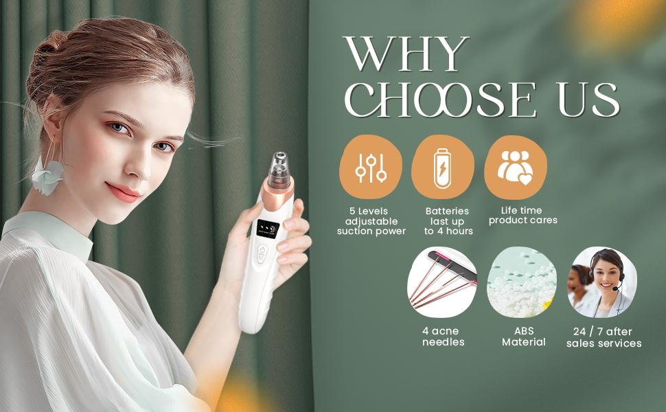 Blackhead Remover Pore Vacuum, Electric Facial Pore Cleaner with 5 Suction Power & 5 Probes, USB Rechargeable Blackhead Vacuum Kit, Acne Extractor Tool for Adults Blackhead Remover Pore Vacuum, Electric Facial Pore Cleaner with 5 Suction Power & 5 Probes, USB Rechargeable Blackhead Vacuum Kit, Acne Extractor Tool for Adults