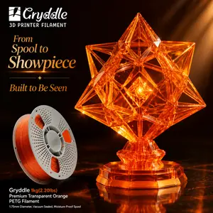 Hyper PETG Filament 1kg 1.75mm Transparent Orange - High Speed, Low Warp, No Tangle, Clear Orange 3D Printing Filament for FDM Printers multi-color fast