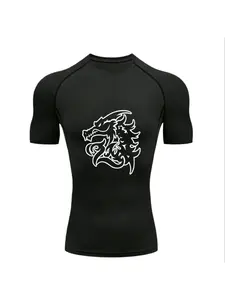 Dragon Pattern Chinese Character Totem 2026 Men's Sports T-Shirt Training Fitness Compression Top Anti-chafing Shirt Men's Sweatshirt Gymshark Clothing Athletic Apparel Activewear Fitness Fitness Pilates Gym Apparel