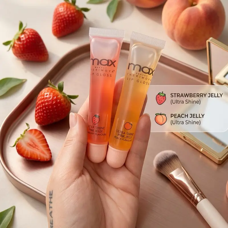 MAX MAKEUP Ultra Shine Lip Gloss - Peach or Strawberry