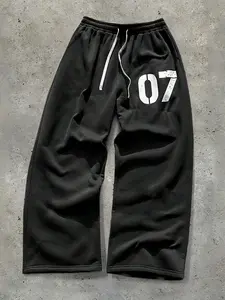 Unisex Figure Print Sweatpants, Drawstring Waist Sweatpants, Casual Comfy Breathable Pants for Daily Wear, Unisex Bottoms for All Seasons