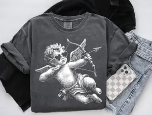 Comfort Colors Retro Valentines Day Tee, Vintage Cupid T-shirt, Halftone Cupid Tshirt, Cute Valentines, Valentines Day Gift For Her